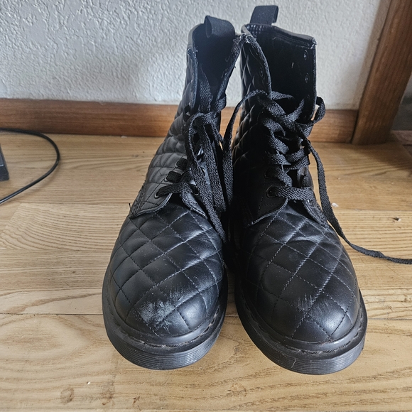 Dr. Martens Black Combat Boots with Quilted Design - Picture 2 of 4